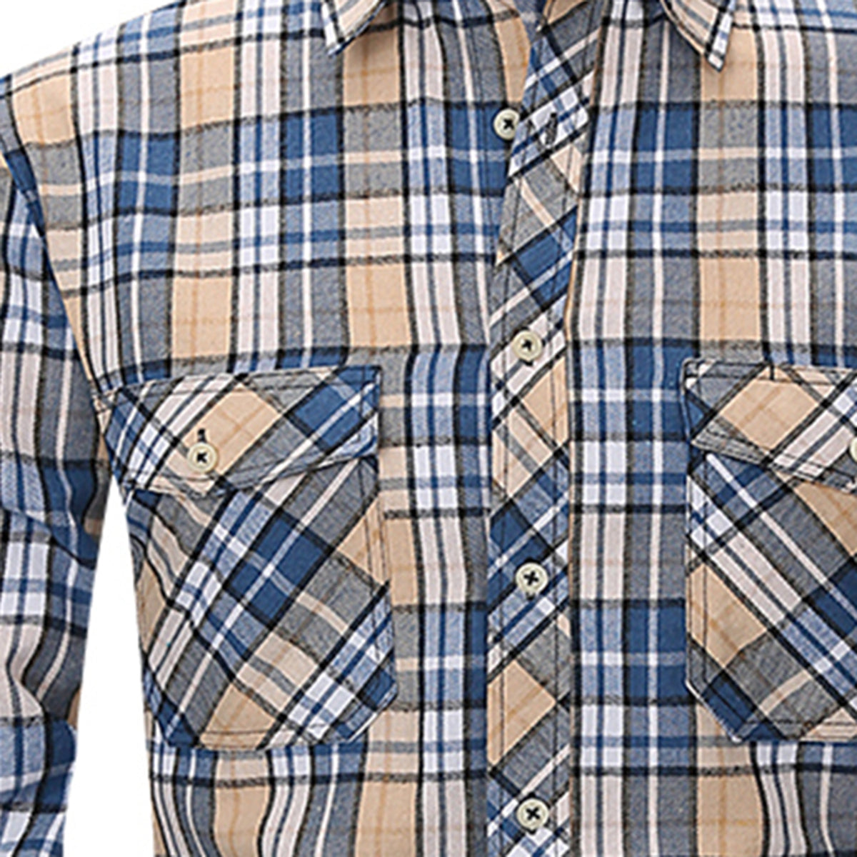 Men's Lapel Paid Long-sleeved Shirt WHOLESALE - Cloudstyle