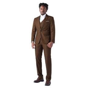 3-Piece One Button Formal Suit Dark Coffee Suit
