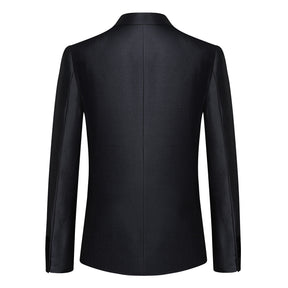 Slim Fit 2 Piece Suit 2 Button Formal Business Wedding Solid Suits Bright Black