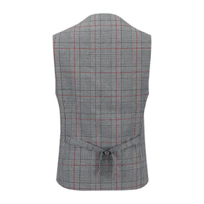 Checked Vests Stripes Business Slim Fit Cotton Grey