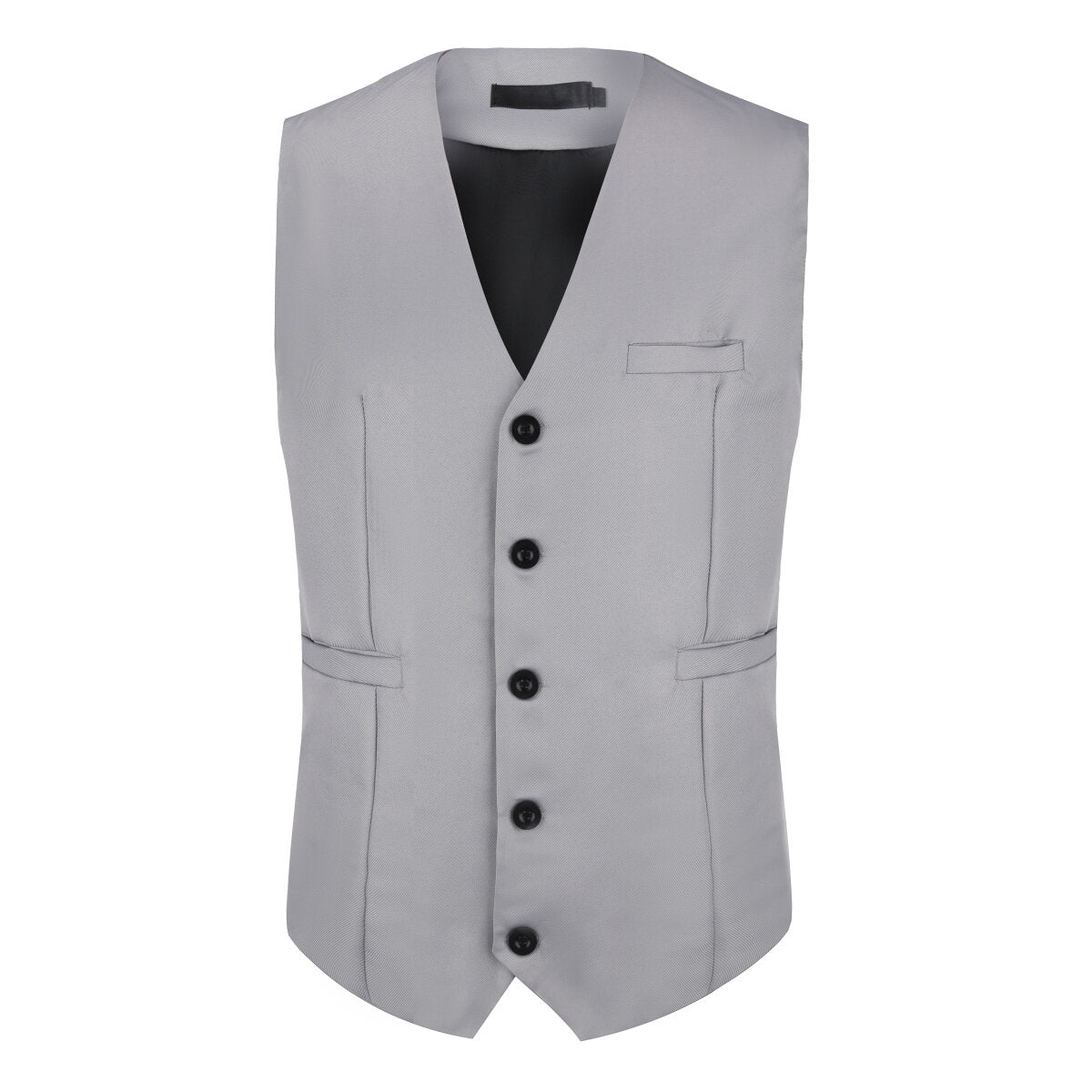Slim Fit Solid Color Fashion Vest Grey - Cloudstyle