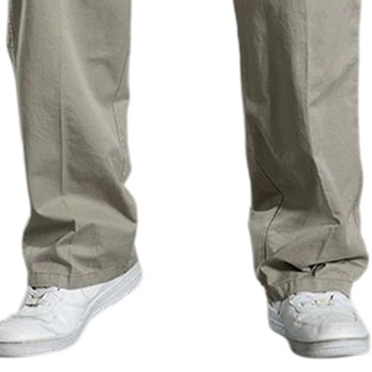 Men's Solid High-Waisted Straight-Leg Loose Casual Pants Khaki