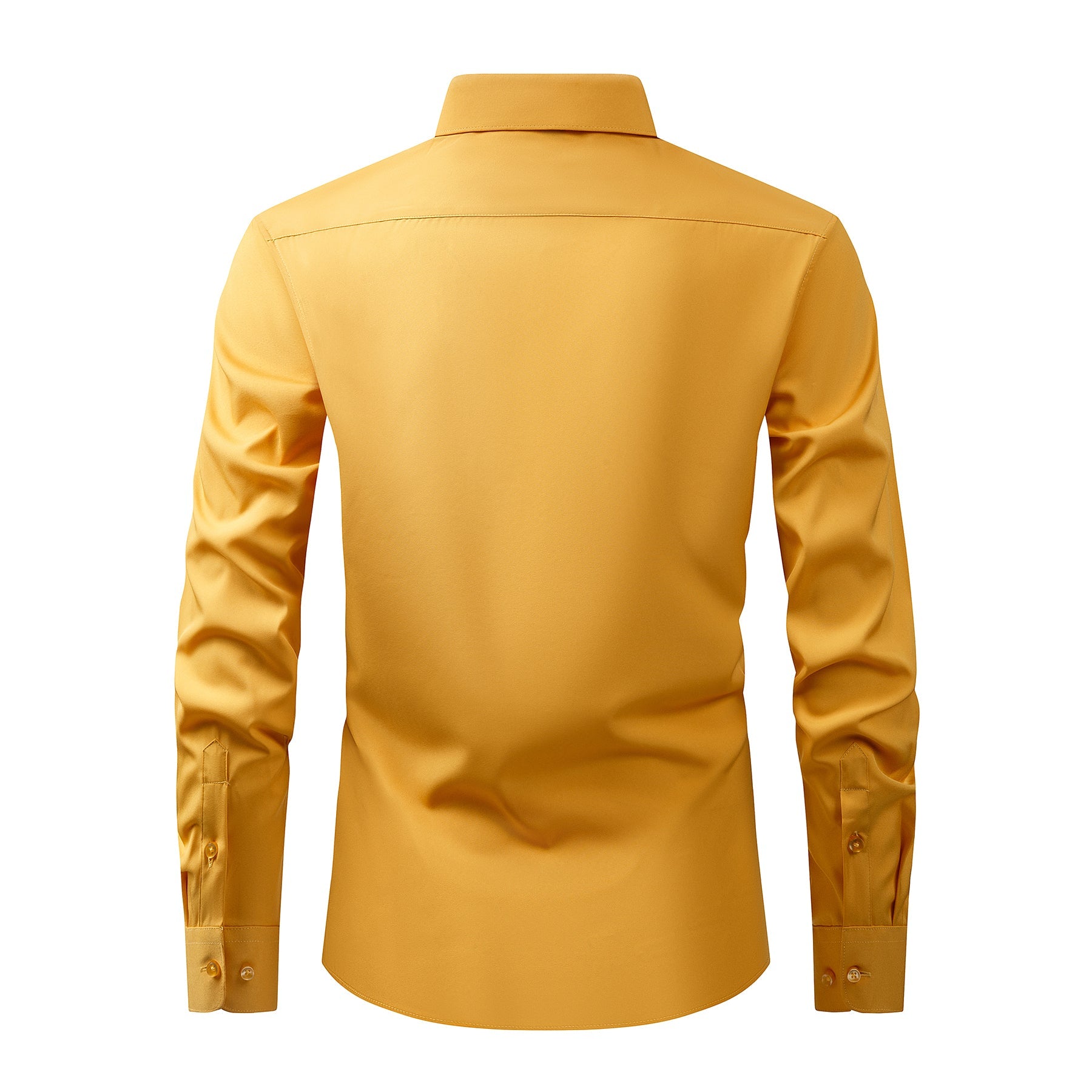 Men's Solid Square Neck Fitted Business Long-Sleeved Shirt Pink