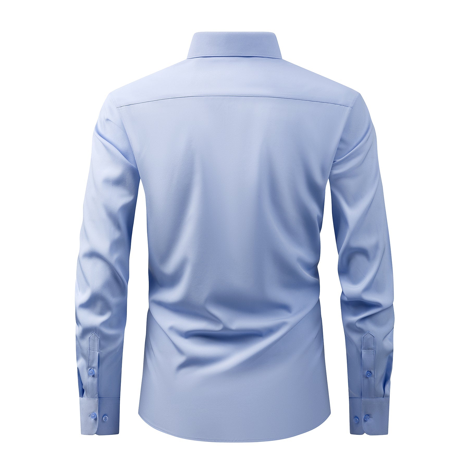 Men's Solid Square Neck Fitted Business Long-Sleeved Shirt Pink