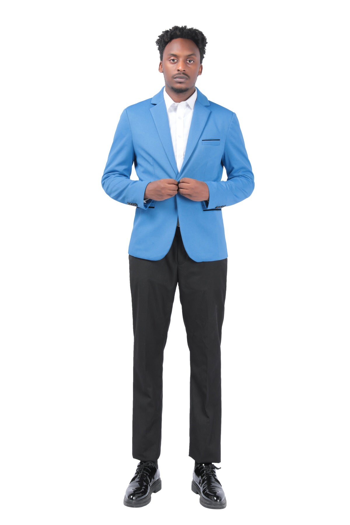 Men's Suit Jacket Slim Fit Coat Business Daily Blazer Sky Blue