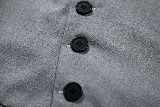 Men's solid color single-breasted slanted placket vest WHOLESALE - Cloudstyle