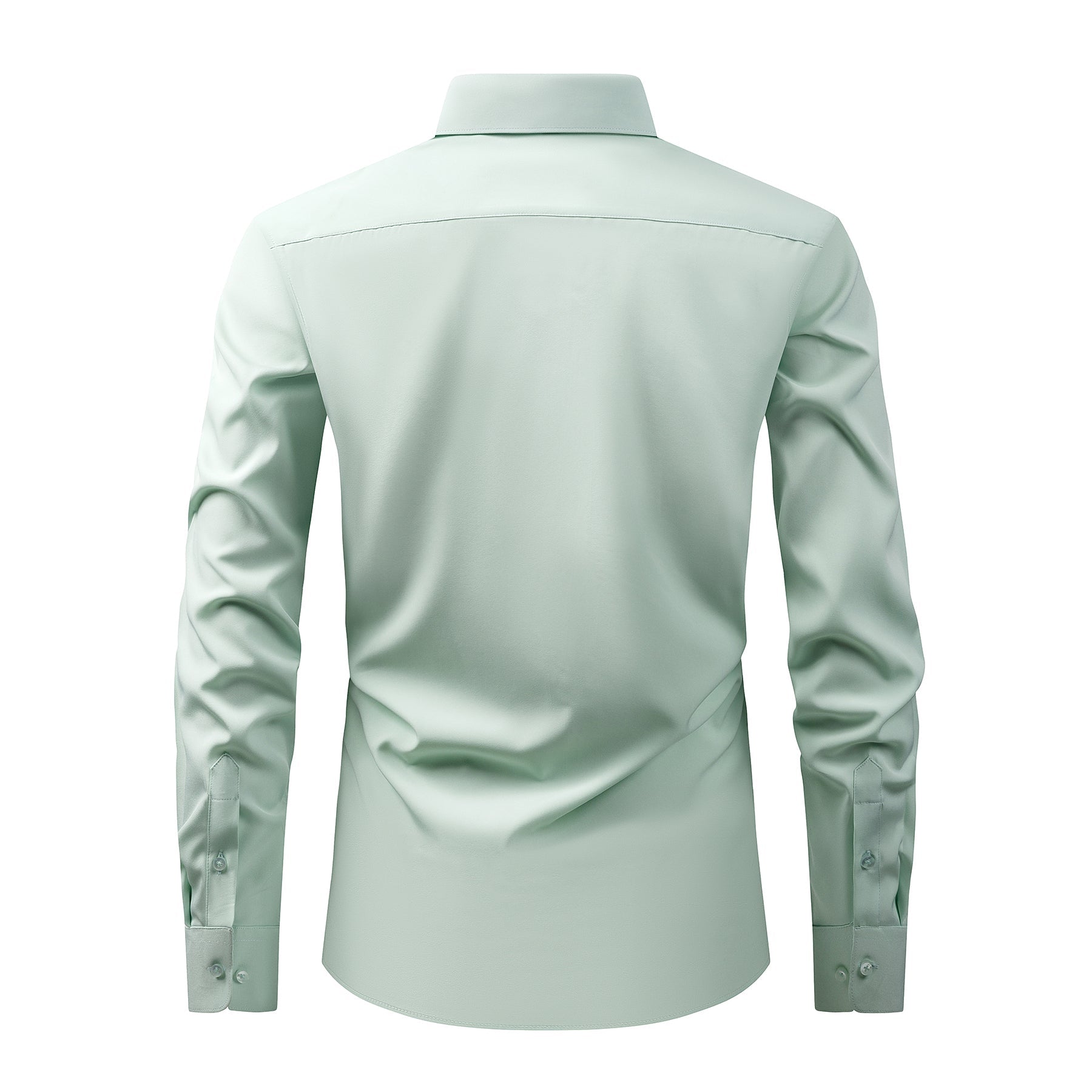 Men's Solid Square Neck Fitted Business Long-Sleeved Shirt Pink