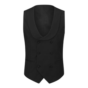 3 Piece Men's Suits One Button Slim Fit Peaked Lapel Tuxedo Black