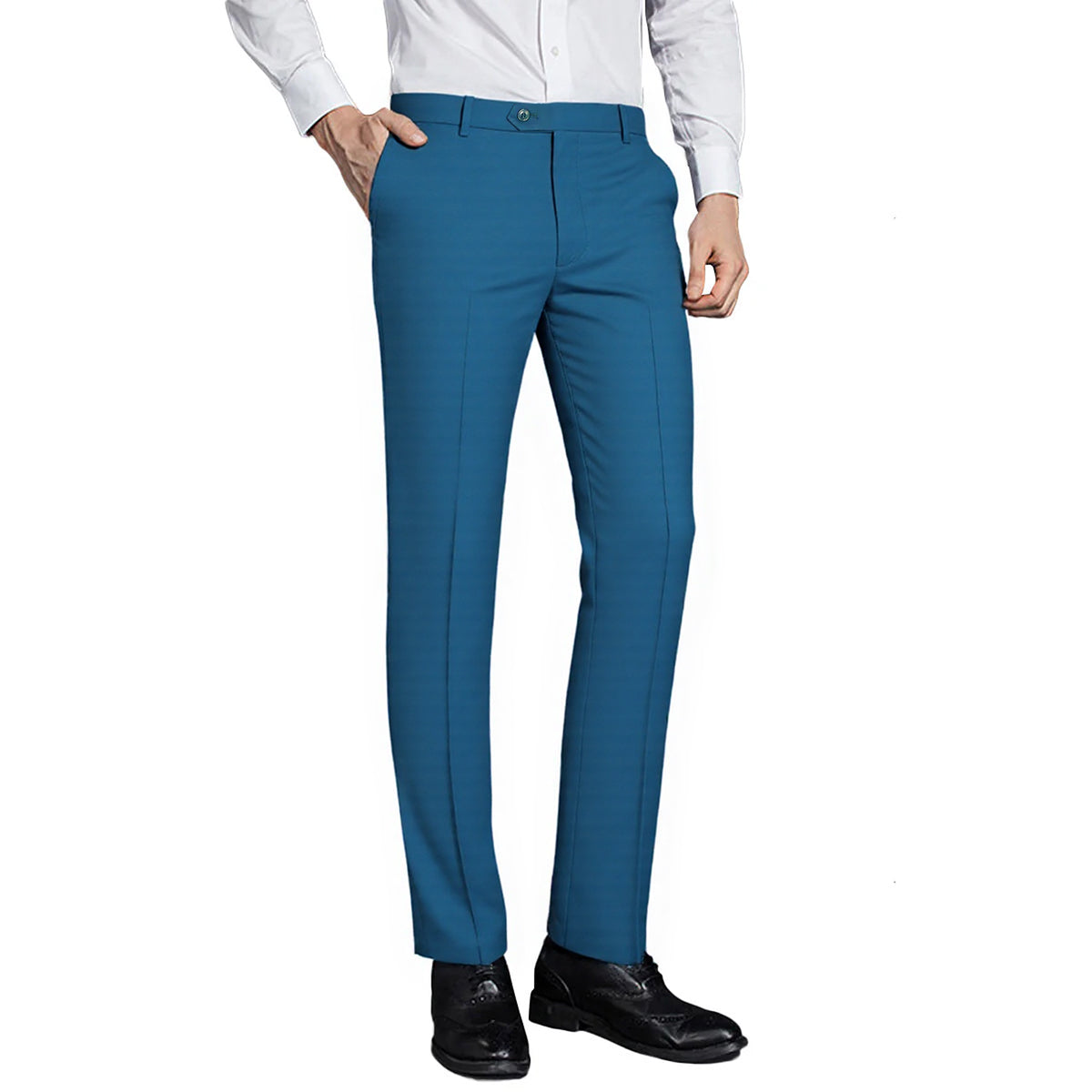 Men's Classic Slim Fit Stretch Flat Front Slacks Dress Pants -Cloudstyle 2XL / 39 / Blue Men's Classic Slim Fit Stretch Flat Front Slacks Dress Pants -Cloudstyle 2XL / 39 / Blue