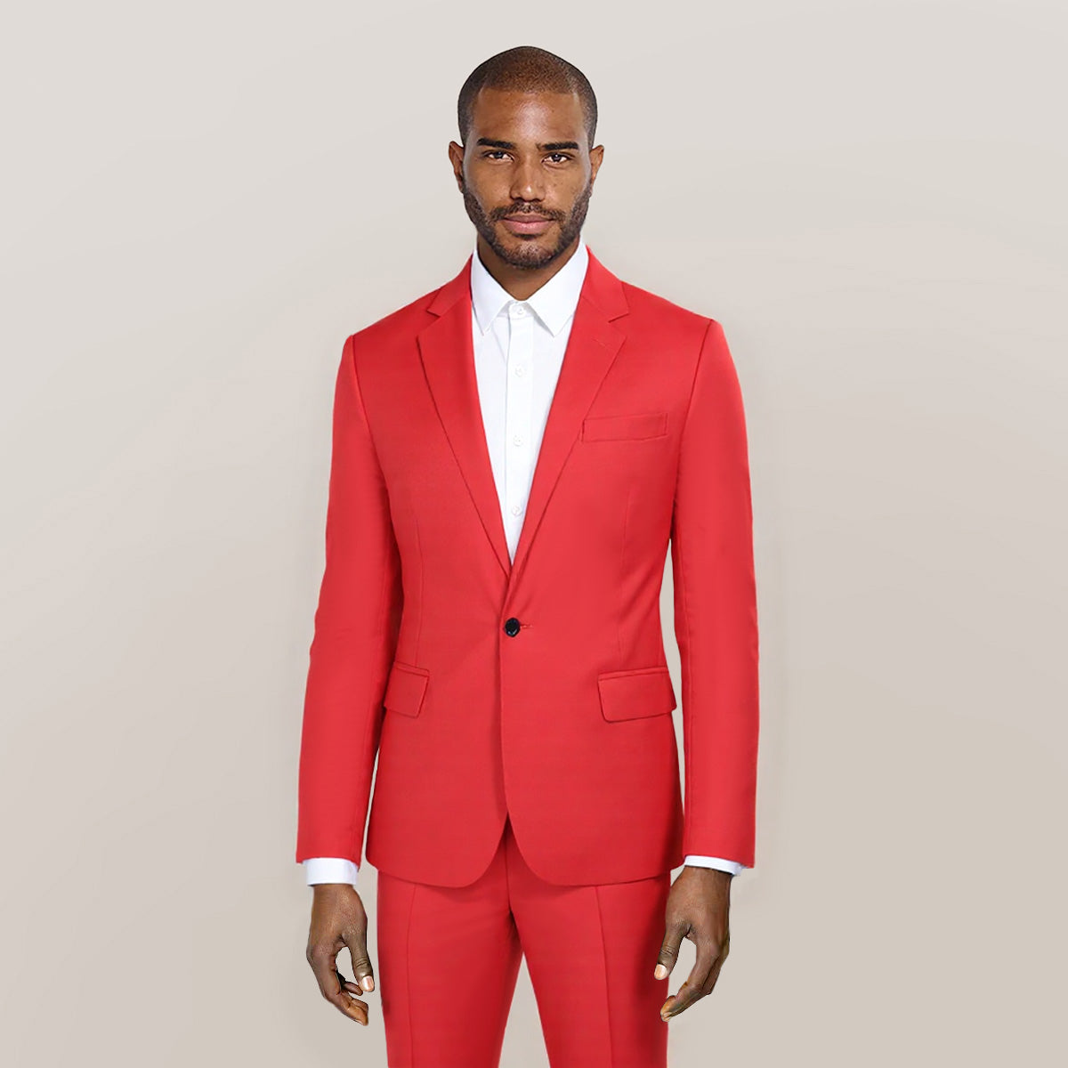 Men's Slim Fit Casual Blazer Jacket Red - Cloudstyle