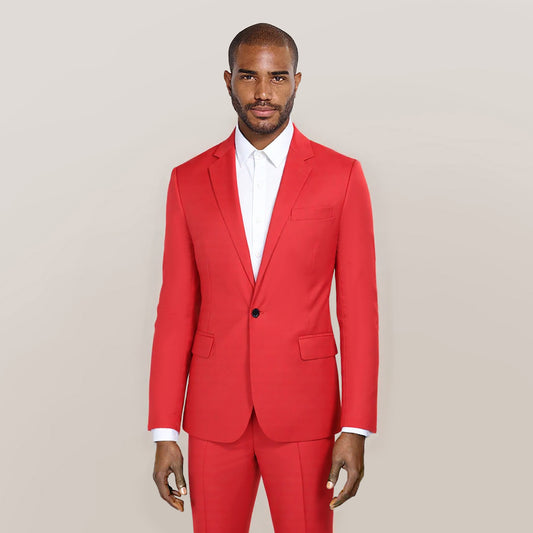 Men's Slim Fit Casual Blazer Jacket Red - Cloudstyle