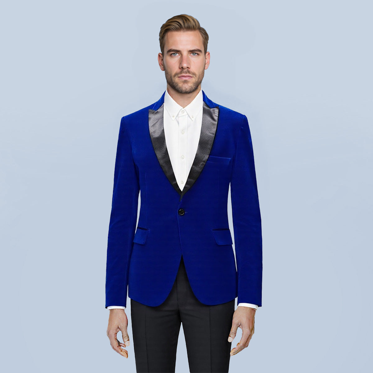 Blue Velvet Fashion Blazer Pleuche Tuxedo Jacket -Cloudstyle 2XL / Blue Blue Velvet Fashion Blazer Pleuche Tuxedo Jacket -Cloudstyle 2XL / Blue