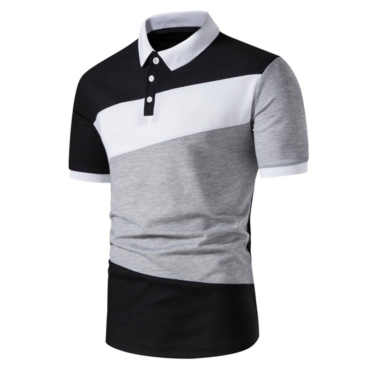 Fusion Collar Contrast Trim Polo Shirt Black