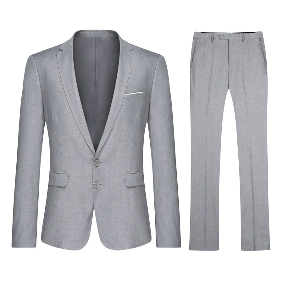 High-Quality 2 Button Light Gray Suit Wide Leg 22 Inch Pleated Pants  Side Vented Jacket main image 0