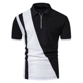 Men's Colourblock Lapel Short Sleeve Polo Shirt Black