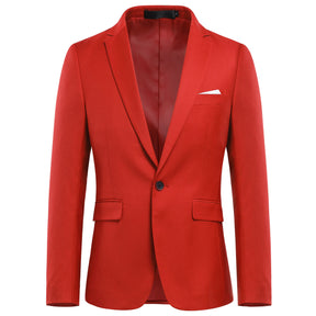 3-Piece Slim Fit Solid Color Jacket Smart Wedding Formal Suit Red