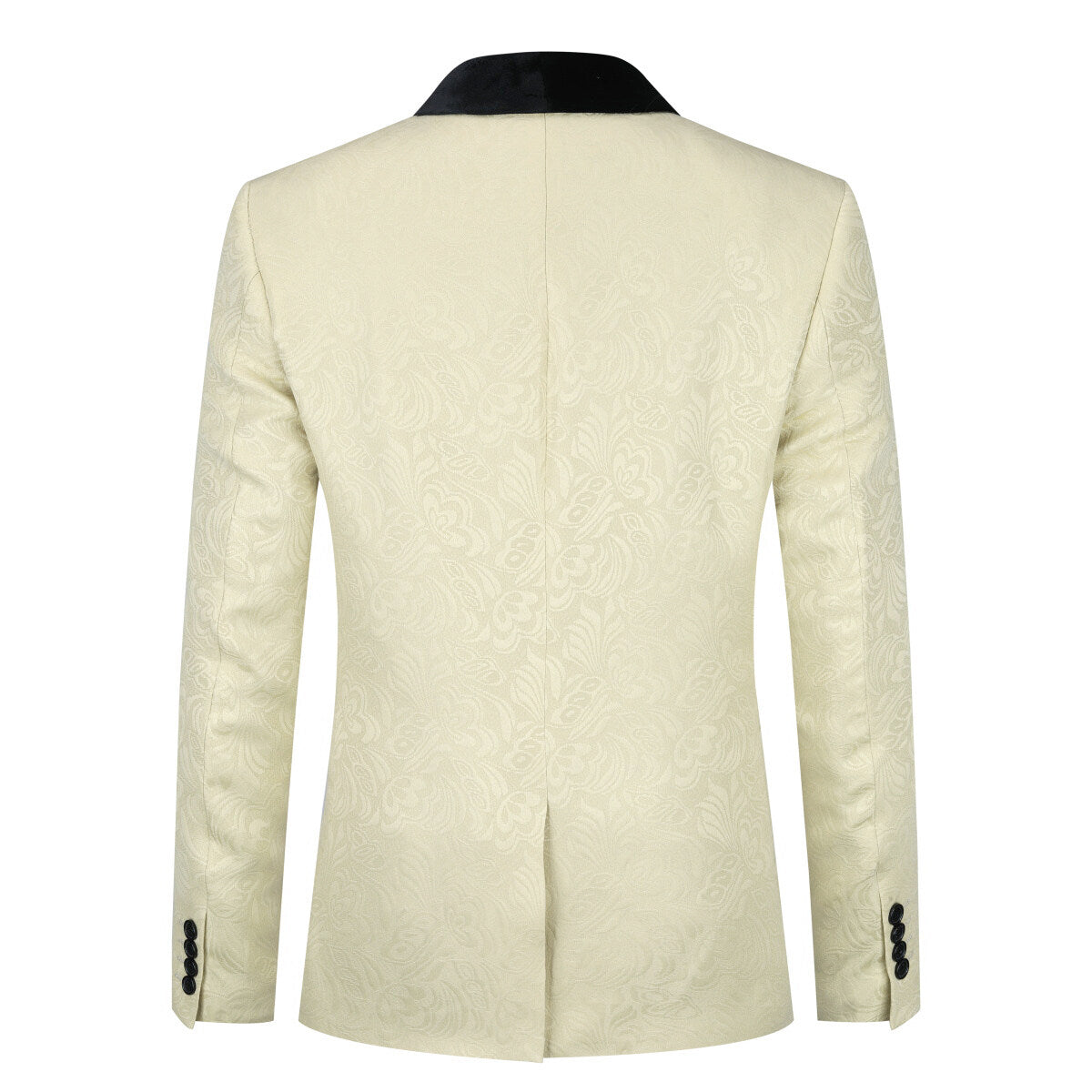 3-Piece Paisley Light Khaki Suit Shawl Collar Suit
