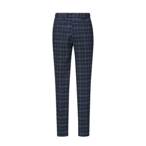 Three Piece Slim Fit Vintage Plaid Black Suit