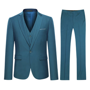 3-Piece One Button Formal Suit Blue Suit