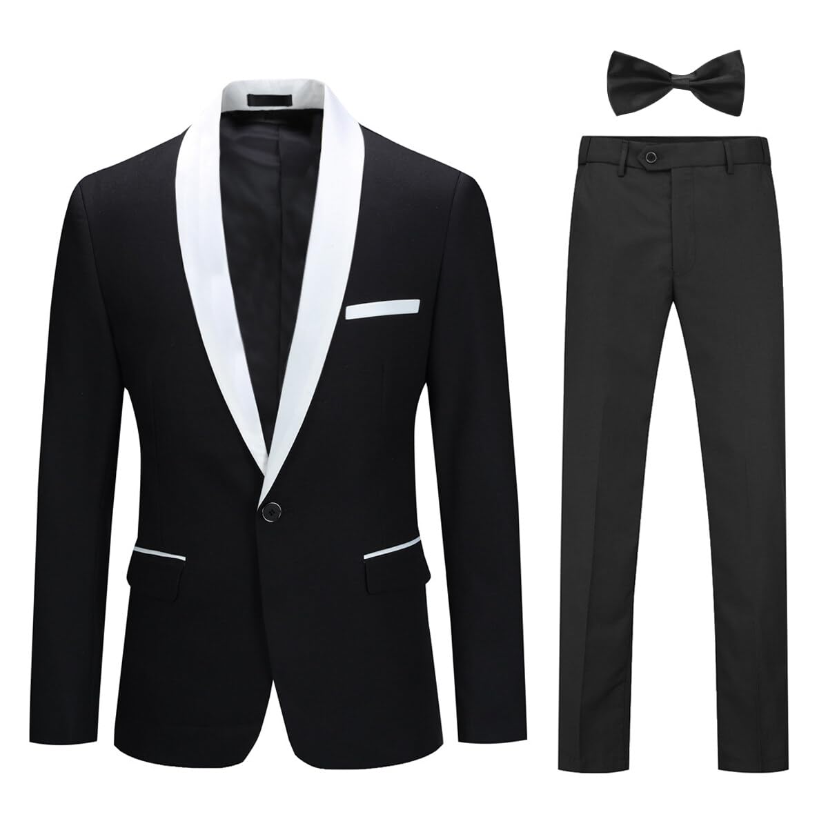 Cloudstyle Mens Tux Suits 2-Piece Shawl Collar Solid Prom Party Sets White & Yellow