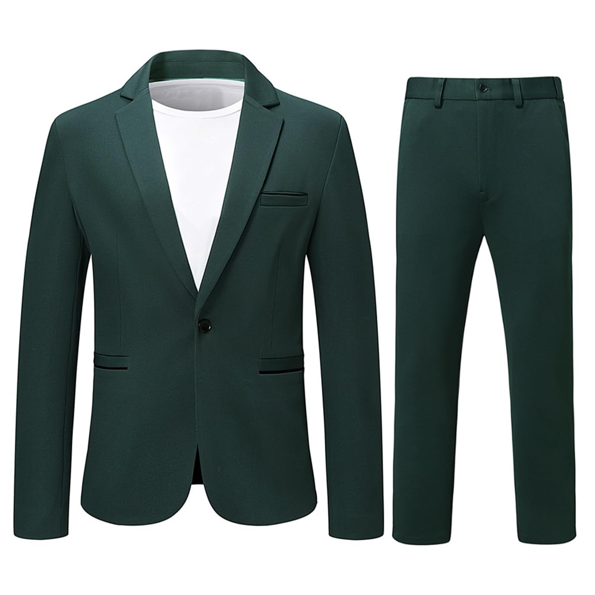 Cloudstyle Mens 2 Piece Suits Casual 1 Button Suit Sets Green