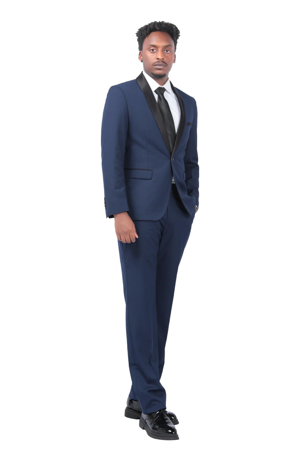 2-Piece Slim Fit One Button Casual Blue Suit