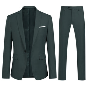 2-Piece Slim Fit Simple Designed Suit DarkGreen