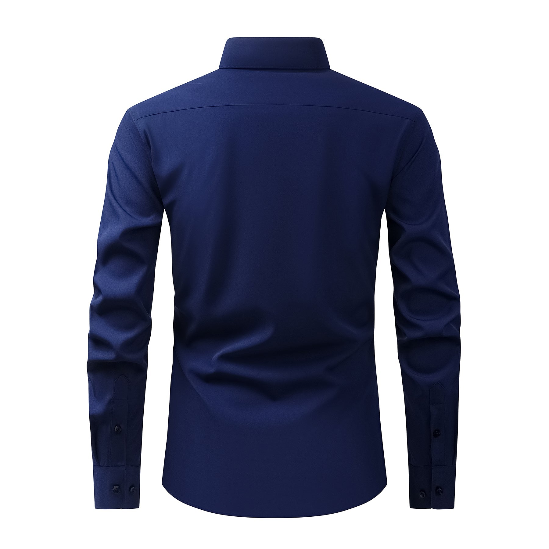Men's Solid Square Neck Fitted Business Long-Sleeved Shirt Pink