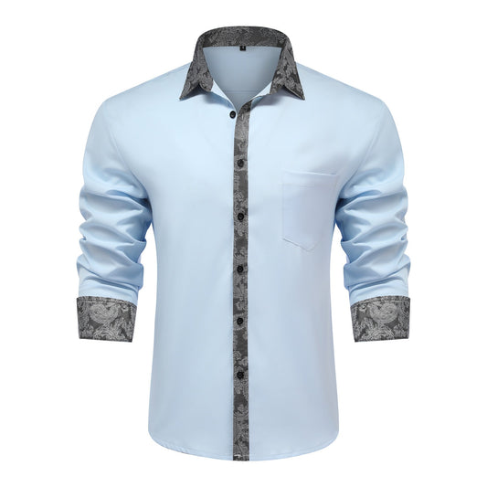 Men's long-sleeved casual shirt with a lapel collar WHOLESALE - Cloudstyle