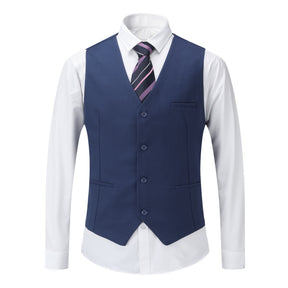 Mens 3 Piece Dress Suit Formal Casual Tux Vest Trousers Navy