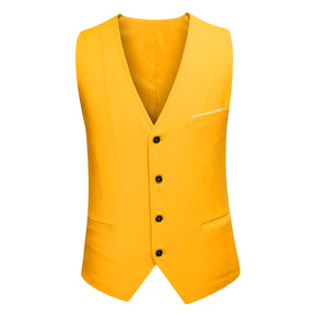 3-Piece Slim Fit One Button Fashion Yellow Suit