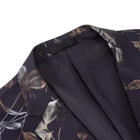 Slim Fit Floral Print Casual Purple Blazer