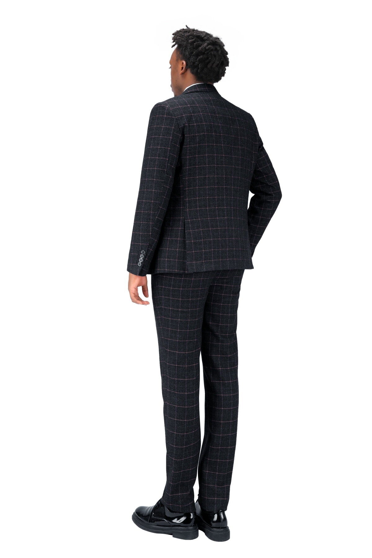3-Piece Slim Fit Double Breasted Suit Plaid Yellow Suit