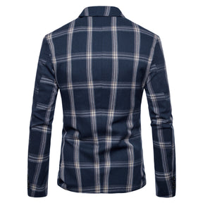 Men's Casual Suit Blazer Jackets Lightweight One Button Coats Plaid Blazer