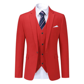 Mens 3 Piece Dress Suit Formal Casual Tux Vest Trousers Red