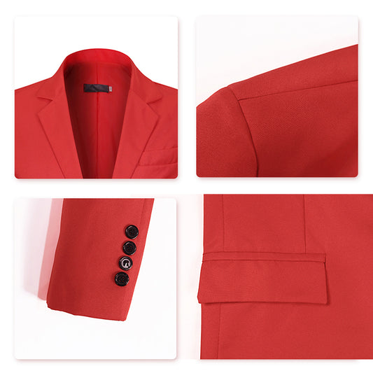 Men's Slim Fit Casual Blazer Jacket Red - Cloudstyle