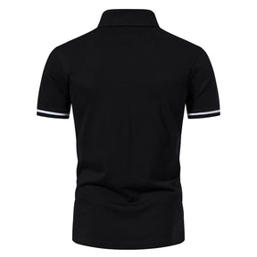 Men's Fitted Tailored Polo Neck Short-Sleeve T-Shirt Black
