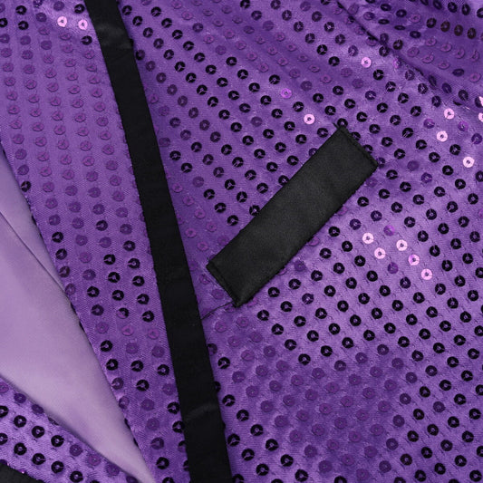 Purple Sequin Decorated Swallowtail Coat - Cloudstyle