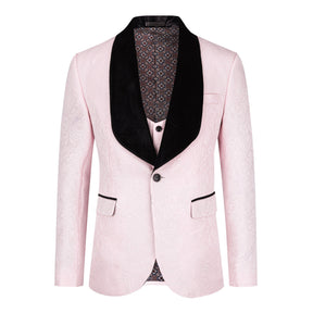 3-Piece Paisley Pink Suit Shawl Collar Suit