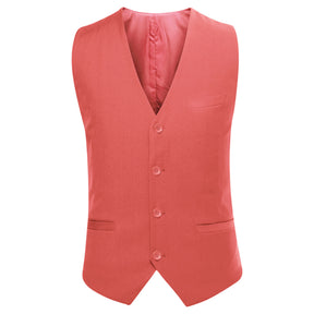 3-Piece Slim Fit One Button Fashion Rose Red Suit