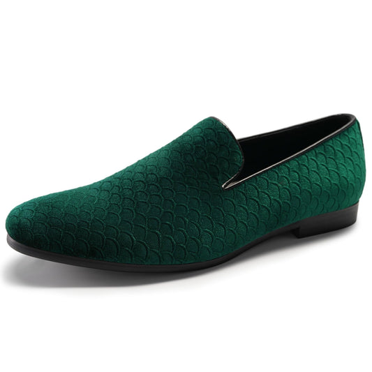 Cloudstyle Loafers for Men Slip on Shoes Fish Scales Comfortable Green - Cloudstyle