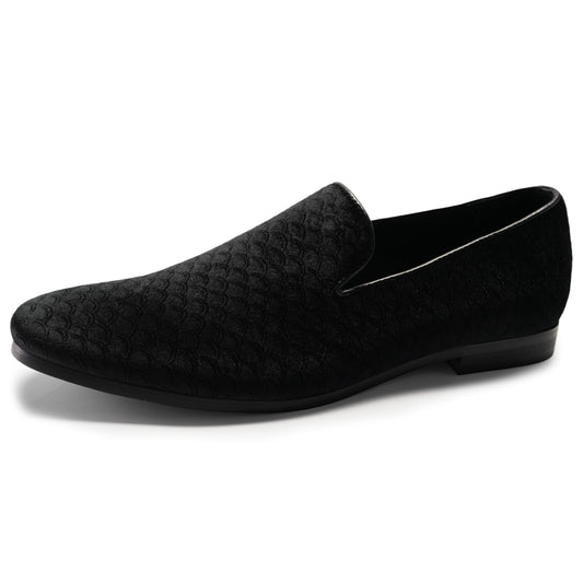 Cloudstyle Loafers for Men Slip on Shoes Fish Scales Comfortable Black - Cloudstyle