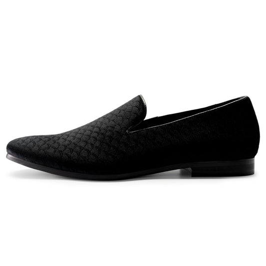 Cloudstyle Loafers for Men Slip on Shoes Fish Scales Comfortable Black - Cloudstyle