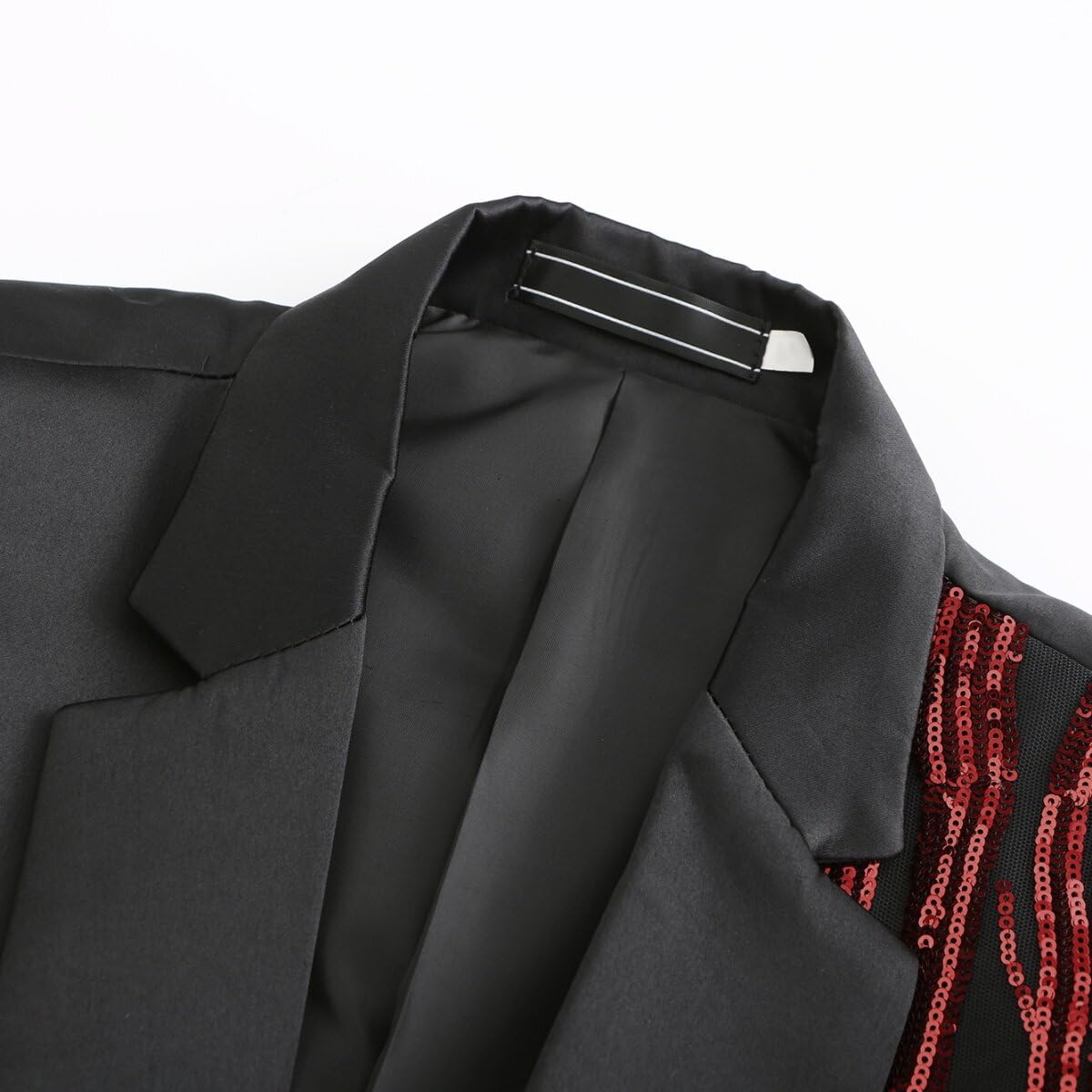 Cloudstyle Mens 2-Piece Suit 1 Button Prom Suit Stylish Sequin Dinner Tux Red