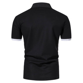 Men's Colourblock Lapel Short Sleeve Polo Shirt Black