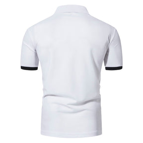 Men's Colourblock Lapel Short Sleeve Polo Shirt White