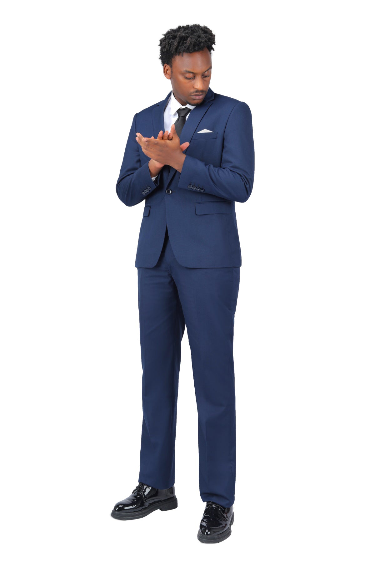 2-Piece Slim Fit Simple Designed Navy Suit