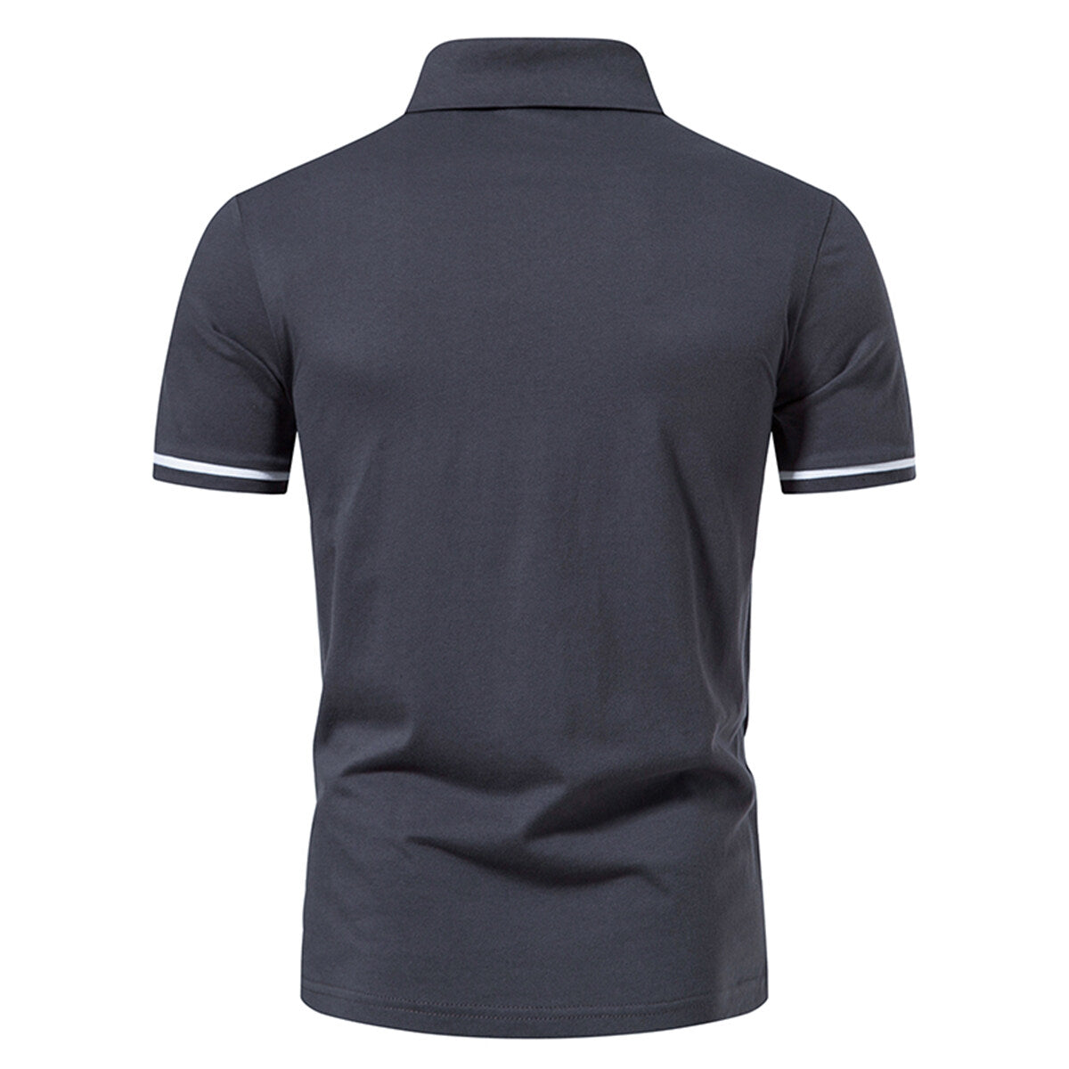 Men's Fitted Tailored Polo Neck Short-Sleeve T-Shirt Grey