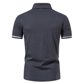 Men's Fitted Tailored Polo Neck Short-Sleeve T-Shirt Grey