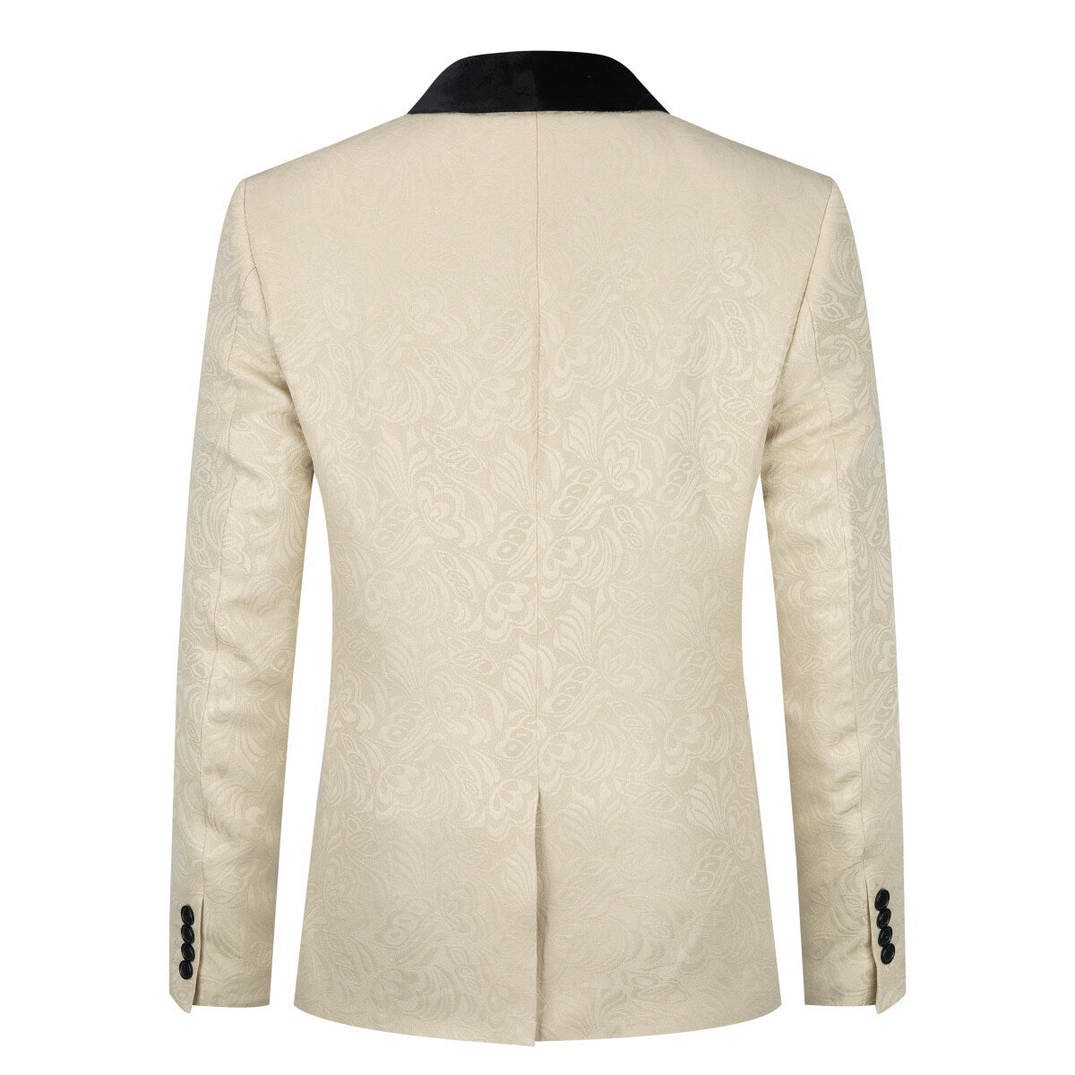 3-Piece Paisley Khaki Suit Shawl Collar Suit